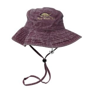Key West FL Boonie Hat Red Medium Lightweight Adjustable Drawstring Fishing